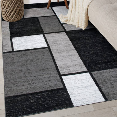 Wrought Studio Akieba Geometric Tufted Gray/Black/White Area Rug